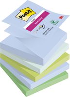 Post-it Super Sticky Z-notes Oasis, 90 vel, ft 76 x 76 mm, geassorteerde kleuren, pak van 5 blokken - thumbnail