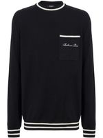 Balmain pull en laine mérinos à logo brodé - Noir