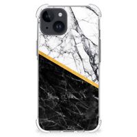 iPhone 15 Anti-Shock Hoesje Marmer Wit Zwart - Origineel Cadeau Man