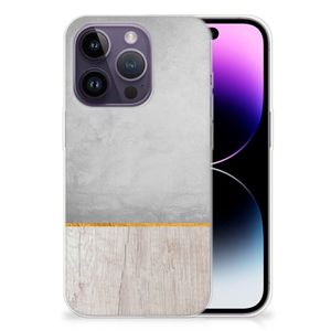 Apple iPhone 14 Pro Bumper Hoesje Wood Concrete