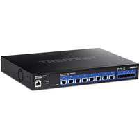TRENDnet 12-poorts 10G Web Smart Switch, 8 x 10G RJ-45-poorten, 4 x SFP+-sleuven, VLAN, QoS, LACP en IPv6-ondersteuning, Web Smart Management, rackmonteerbare behuizing, levenslange bescherming,