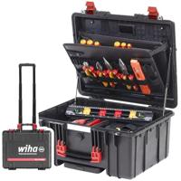 Wiha Gereedschapskoffer XL, 2 stuks, elektricien, 60-delig, gereedschapskoffer gevuld met wielen, gereedschapskist met elektricien gereedschap, met telescopische handgreep