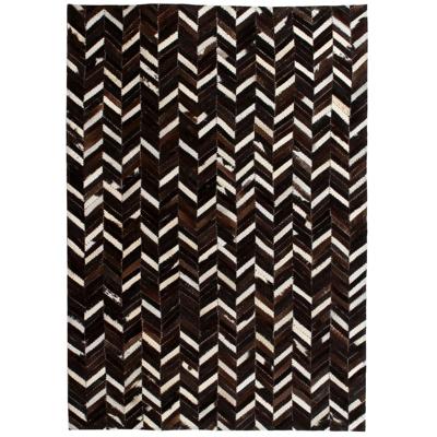vidaXL Vloerkleed chevron patchwork 120x170 cm echt leer zwart/wit