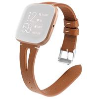 By Qubix - Compatible met Fitbit Versa 1/2 & Lite bandje TPU leer - Bruin - Compatible fitbit bandje