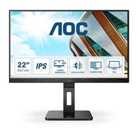 AOC 22P2DU FHD-monitor, 22 inch, in hoogte verstelbaar (1920x1080, 75 Hz, VGA, DVI, HDMI, USB-hub) zwart