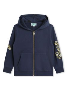 Kenzo Kids hoodie zippé en coton à logo brodé - Bleu