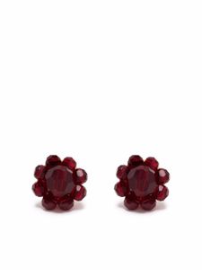 Simone Rocha boucles d'oreilles fleurs à perles - Rouge