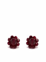 Simone Rocha boucles d'oreilles fleurs à perles - Rouge - thumbnail