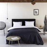 Presence Egyptisch Katoen Double Face - Antraciet/Wit Dekbedovertrek 1-persoons (140 x 200/220 cm + 1 kussensloop) Dekbedovertrek