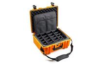 B&W International B&W Outdoor Transportkoffer, type 6000, bronsgroen, met fototas, waterdicht conform IP67-certificering, stofdicht, onbreekbaar en onverwoestbaar, oranje, Typ 6000 - Innenmaß