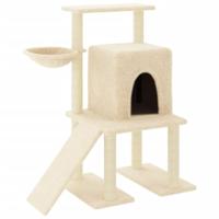vidaXL Kattenmeubel met sisal krabpalen 96,5 cm crèmekleurig, kattenpaal, kattenboom, kattenkrabpaal, kattenhuis, kattenmeubel, kattenpalen