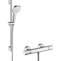 Hansgrohe Croma Select E Doucheset - glijstangset - croma select e vario - handdouche 65cm - Ecostat Comfort douchekraan - thermostatisch - wit/chroom 27081400