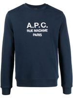 A.P.C. sweat en coton biologique à logo imprimé - Bleu