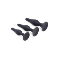 XR Brands Triple Spire - Tapered Silicone Anal Trainer Set - 3 Pieces - Black