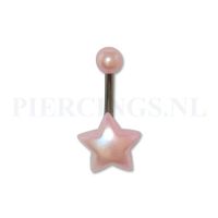 Navelpiercing parelmoer ster roze - thumbnail