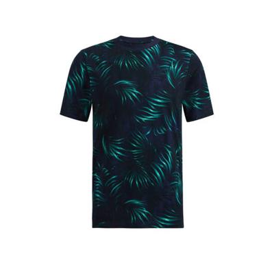 WE Fashion slim fit T-shirt met bladprint Opal Blue