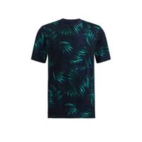 WE Fashion slim fit T-shirt met bladprint Opal Blue