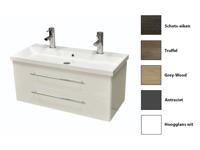 Sanicare Q4 badkamermeubel 2 laden 2 kraangaten 100 cm hoogglans wit