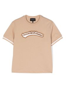 Emporio Armani Kids t-shirt en jersey mélangé à logo imprimé - Tons neutres