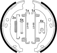 Remschoenset, parkeerrem ATE, u.a. fÃ¼r Fiat, Peugeot, CitroÃ«n