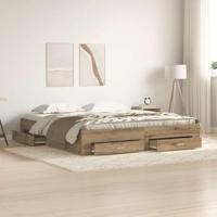 vidaXL Bedframe met lades bewerkt hout artisanaal eiken 180x200 cm