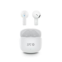 SPC Zion 2 Play Draadloze Bluetooth-hoofdtelefoon voor 28 uur batterij met meerdere ladingen, ultracompact, touch-bediening, handsfree, spraakassistent en zeer kleine USB-C-oplaadbox - wit