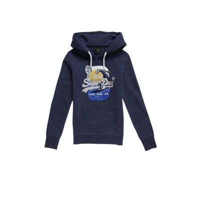 Superdry hoodie met printopdruk en borduursels donkerblauw