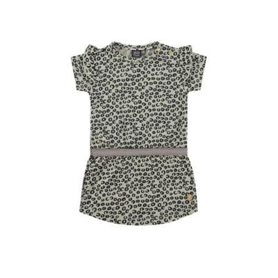 Babyface jurk met all over print en ruches olijfgroen