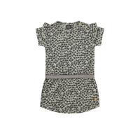 Babyface jurk met all over print en ruches olijfgroen