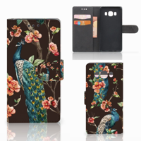 Samsung Galaxy J5 2016 Telefoonhoesje met Pasjes Pauw met Bloemen
