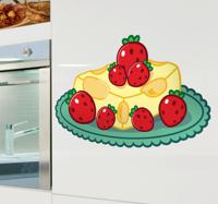 Sticker keuken kaas aardbeien dessert