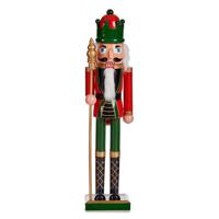 Notenkraker decoratie figuur/beeld - 80 cm - rood/groen - kunststof - kerst - thumbnail