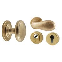 Hardbrass Voordeurset Olympia 3-delig links - messing getrommeld