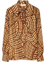 Tory Burch blouse en soie à imprimé abstrait - Marron