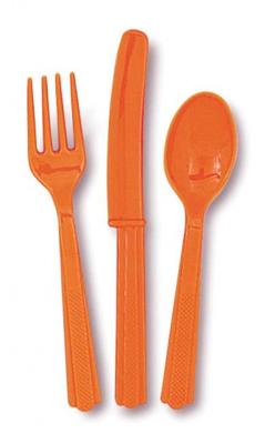 Unique bestek oranje 3 delig 18 stuks Unique bestek oranje 3 delig 18 stuks