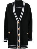 Balmain cardigan en coton à logo brodé - Noir