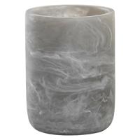 Badkamer tandenborstelhouder / drinkbeker - polyresin - marmer look grijs - 10 cm