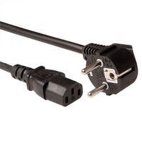 ACT Netsnoer LSZH mains connector CEE 7/7 male (haaks) - C13 zwart 1,5 m - thumbnail