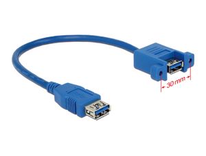 Delock USB-kabel USB 3.2 Gen1 (USB 3.0 / USB 3.1 Gen1) USB-A bus, USB-A bus 0.25 m Blauw 85111