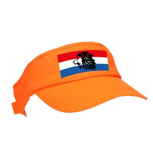 Oranje supporter / Koningsdag zonneklep / pet met Hollandse vlag en leeuw