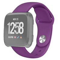 By Qubix - Compatible met Fitbit Versa 1/2 & Lite siliconen bandje - Maat: Large - Donkerpaars - Compatible fitbit bandje