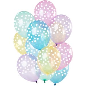 Ballonnen Pastel Transparant Witte Stippen Premium - 12 Stuks