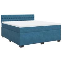 vidaXL Boxspring met matras fluweel blauw 180x200 cm