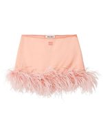 Miu Miu minijupe en satin à détail de plumes - Orange