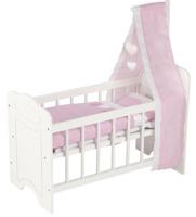 Goki poppenbedje met hemel junior 63 x 31,5 cm hout wit/roze