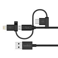 Belkin Micro-USB-kabel (met Lightning-Connector-adapter, 0,9 m, geschikt voor Samsung Galaxy, iPad, iPhone 8/8 Plus, iPhone X, iPhone 6/6s/6 Plus/6s Plus, iPhone 7/7Plus, iPhone SE) zwart