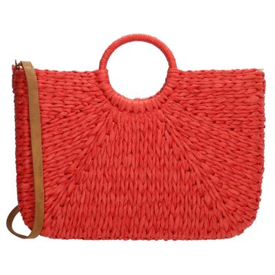 PE Florence Rieten Ronde Strandtas Koraal Rood