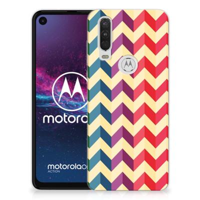 Motorola One Action TPU bumper Zigzag Multi Color Motorola One Action TPU bumper Zigzag Multi Color
