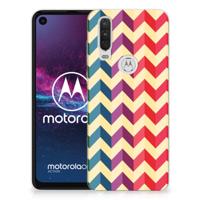 Motorola One Action TPU bumper Zigzag Multi Color
