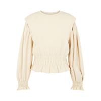 OBJECT sweater OBJBELLIS met ruches beige